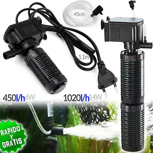 BOMBA SUMERGIBLE FILTRO DE AGUA OXIGENADOR 6W 14W PURIFICADOR PECERA ACUARIO - Imagen 1 de 18