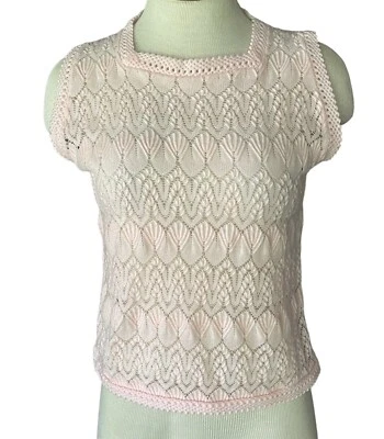 Top vintage Best Maid para mujer M rosa encaje semi transparente sin mangas Japón 1960 Foto 1 de 4