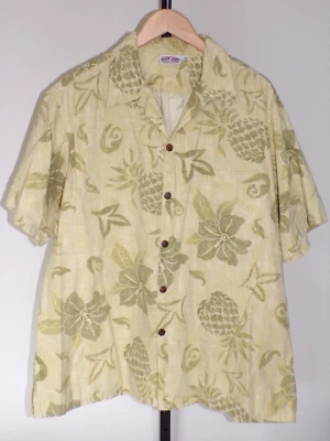 RON JON SURF SHOP Yellow Beige & Green Hawaiian Button-up Short Sleeve Shirt XL - Image 1 of 4