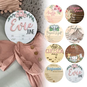 Wooden Newborn Welcome Sign Baby Announcement Sign For Infant Arrival - Picture 1 of 26
