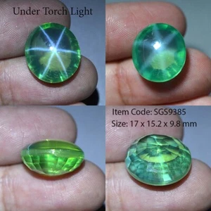 25.35 Ct 17x15.2 MM Green Star Sapphire 6 Rays Lab Created Corundum VDO SGS9385 - Picture 1 of 6
