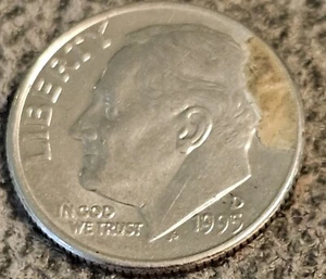1995 D Mint Mark, Error Roosevelt Dime, DDO, DDR. Error On Obverse  - Picture 1 of 7