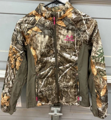 Realtree EDGE Youth S Camo Zip Up Jacket Pockets Warm Hunting - Pink Lining - Image 1 of 4