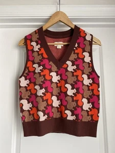 Chaleco Suéter Anthropologie Maeve Vera Jacquard Ardilla (Talla S) - Nuevo con Etiquetas - Imagen 1 de 3