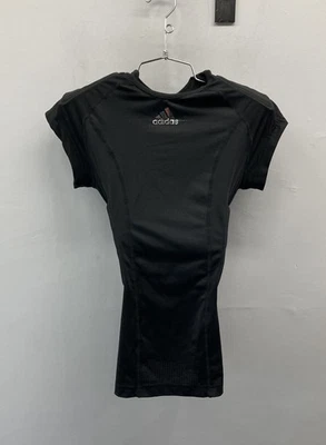 阿迪达斯 Techfit 女式黑色加厚压缩橄榄球衬衫上衣 S 码 — 第 1/4 张图片