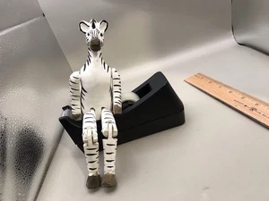 Wood Zebra Shelf Sitter 6.5” X 4.5” Bendable Legs Arms Raise - Picture 1 of 9