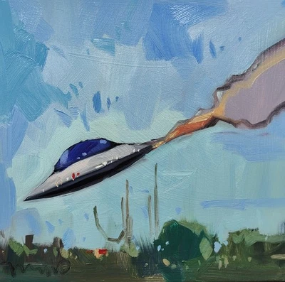 JOSE TRUJILLO Pintura al Óleo IMPRESIONISMO Coleccionable ORIGINAL OVNI Paisaje Certificado de Autenticidad Foto 1 de 4