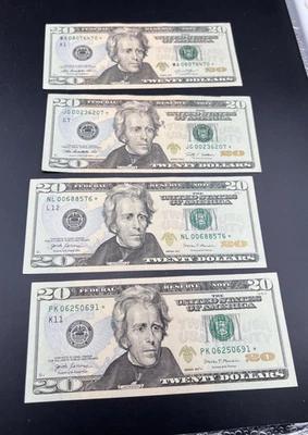 4 Different * Star $20 FRN Federal Reserve Notes VF + 2017 2017 A 2013 & 2009 - Image 1 of 4
