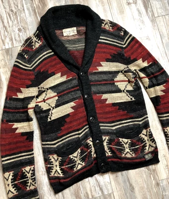 Ralph Lauren Denim & Supply Cotton-Knit Aztec Cardigan - Size S [p2p 21"] - Image 1 of 4