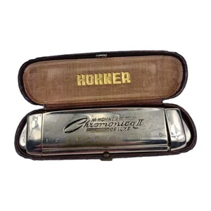 Vintage Hohner Chromonica II De Luxe Harmonica with Original Case Germany - Picture 1 of 6