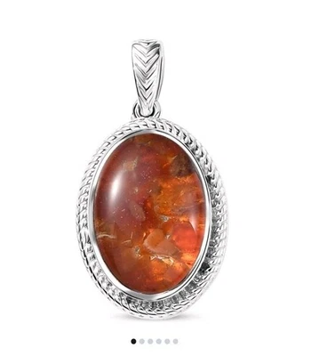Matrix Fire Opal Pendant In Platinum Over Copper 3.00ctw Without Chain W/Magnet - Image 1 of 4