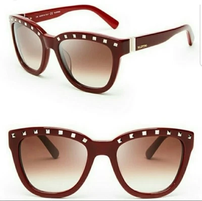 VALENTINO ROCKSTUDS V659S ВИНО С ЗАКЛЕПКАМИ ПЛАСТИКОВАЯ ОПРАВА СОЛНЦЕЗАЩИТНЫЕ ОЧКИ $495 ИТАЛИЯ - Изображение 1 из 4