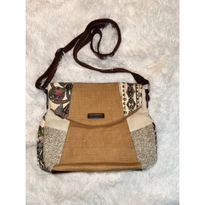 Sakroots women Foldover Crossbody Bag Jute & Cotton Magnetic Closure Vegan Trim - Picture 1 of 5
