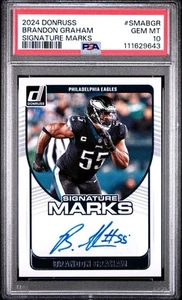 2024 Panini Donruss AUTO Brandon Graham Signature Marks PSA 10 Low POP - Picture 1 of 3