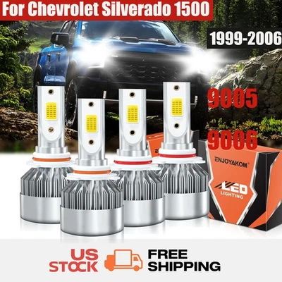 For Chevrolet Silverado 1500 1999-2006 10000lm LED Headlight Bulbs High Low Beam - Image 1 of 4