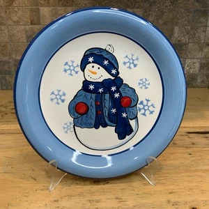  "Plato de invierno muñeco de nieve Libbey 10,25"" azul plato de cena de Navidad copos de nieve" - Imagen 1 de 6