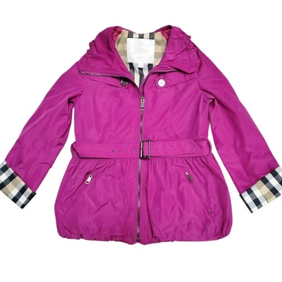 Abrigo Burberry Niños Niñas Fucsia Cinturón con Forro Nova Check - Talla 12 años Foto 1 de 4