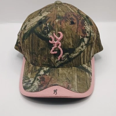Browning mossy oak hat for women with pink embroidery and trim Adjustable size. - Image 1 of 4