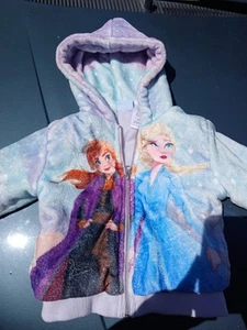 Disney Frozen Anna Elsa Kids Jacket 3T Character Plush Hoodie Zip Up Cozy - Picture 1 of 6
