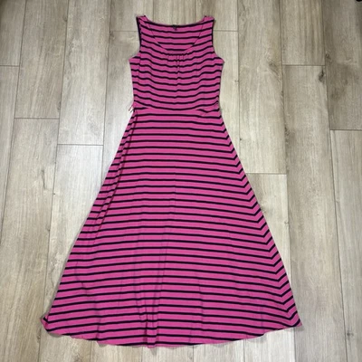 Maxi Vestido Talbots Rosa Azul Marino Rayas Sin Mangas Para Mujer Pequeño S Sin Cinturón Foto 1 de 4