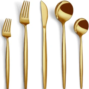 CEKEE Gold Silberbesteck Set 40 Teile Gold Utensilien Set Service für 8 Edelstahl... - Bild 1 von 7