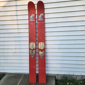 Vintage White Bear Water Ski Co Pair Of Wooden Large Skis 72” Long Rare Red 50s - Picture 1 of 12