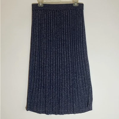 Banana Republic Skirt Womens Medium Blue Sparkle Pleated Modest Maxi Sweater M - Image 1 of 4