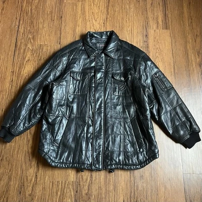 Chaqueta de Cuero Rocawear De Colección Negra Longitud Media Acolchada Mantequilla Cremallera Suave Y2K Años 90 Foto 1 de 4