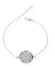 925 Plata Brazalete Flor de la Vida Charm Mujer Pulsera Brazalete 30 - Imagen 1 de 3