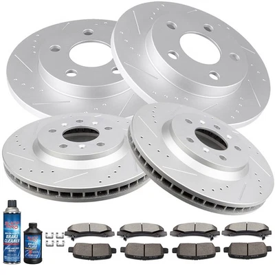 Ceramic Brake Pads And Rotors Front Rear For CHEVROLET IMPALA 2011-2013 Drilled - Image 1 of 4
