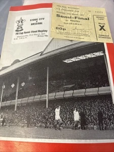 TICKET STUB ARSENAL V STOKE CITY F.A. CUP SEMI-FINAL 27-MARCH-1971 HILLSBOROUGH - Picture 1 of 4