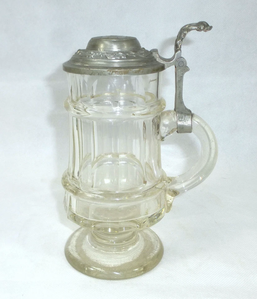 Soffiato a Bocca Boccale Birra Vetro Krug Con Zinnmontur Del 1900 Incisione - Immagine 1 di 1