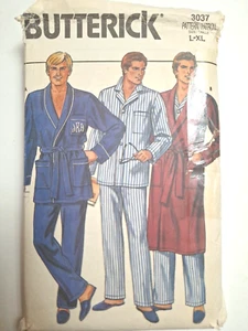 Robe Pajamas Top Bottoms L XL Mens Butterick 3037 Monogram Sewing Pattern Cut - Picture 1 of 7