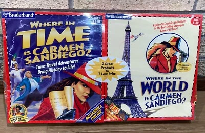 Carmen Sandiego Factory Sealed Windows PC Promotional 2 Pack VINTAGE SEALED CIB - Image 1 of 4
