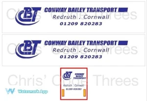 Code 3 Adhesive Vinyl Trailer Decal - Conway Bailey livery - 1/50 1/76 1/148 - Picture 1 of 1