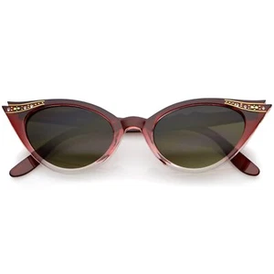50s Vintage Cat Eye Sunglasses for Women UV400 Embellished with Rhinestones, ... - Picture 1 of 6