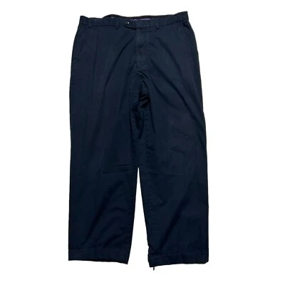 Hiltl ZE 600 Pants Mens 38 X 29 Navy Blue Chino Twill Cuffed Flat Front - Image 1 of 4