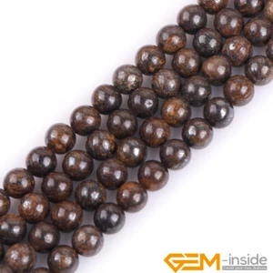 6mm 8mm 10mm Natural Bronzite Jasper Gemstone Healing Round Loose Beads 15” UK - Picture 1 of 32