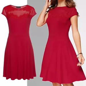 PELEGANT KLEID Jersey ROT Gr.36 S SHIRTKLEID transparente Meshpartie Stretch - Bild 1 von 6