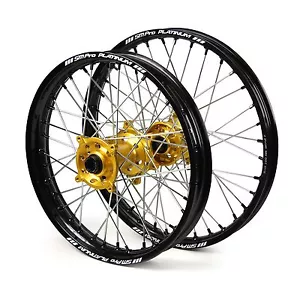 Suzuki RM85 2002 2003 2004 2005 2006 2007 Wheels Set Gold Black 14" 17" Rims - Picture 1 of 5