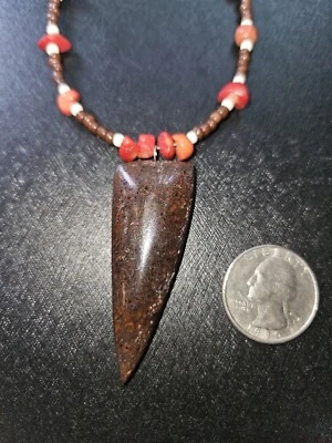 Hermoso collar de cuentas y cabujón pulido a mano hueso de dinosaurio 18" Foto 1 de 2