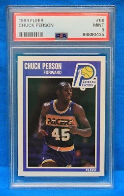 1989 FLEER # 66 Chuck Person PSA 9 MINT # 96890435  INDIANA PACERS !!! - Image 1 of 2