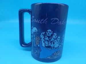 Vintage Colbalt Blue Tall Coffee Mug Cup South Dakota Mount Rushmore Pheasants - Picture 1 of 4