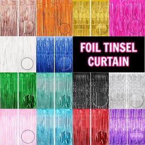 2M-3M FOIL FRINGE TINSEL SHIMMER BACKDROP CURTAIN DOOR WEDDING PARTY DECORATION - Picture 1 of 15
