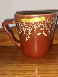 Vintage Winart Pottery MCM Brown Drip Glaze Coffee Mug with Label - Picture 1 of 4