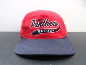 VINTAGE Florida Panthers Hat Cap Snap Back Red Hockey Starter Script Mens 90s - Picture 1 of 9