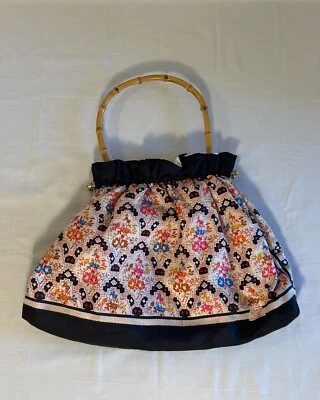 Vintage Liberty of London purse Silk Floral Ditsy Wooden Top Handle Large - Image 1 of 4