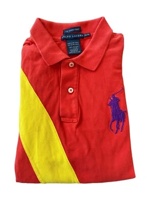 Polo Ralph Lauren в полоску большой пони #4 оранжевый регби узкие рубашка-поло молодежи Sz XL - Изображение 1 из 4