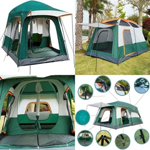 12 Person Family Cabin Tent Camping Tent Extra Large 2 Rooms 3 Doors Waterproof - Picture 1 of 12