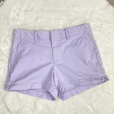 Pantalones Cortos Gap City Para Mujer 2 Lavanda Púrpura Frente Plano Chino Sarga Elastizados 3 Pulgadas Foto 1 de 4